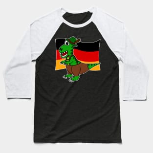 German Flag Dinosaur T-Rex Tyrolean Hat Lederhosen Funny Baseball T-Shirt